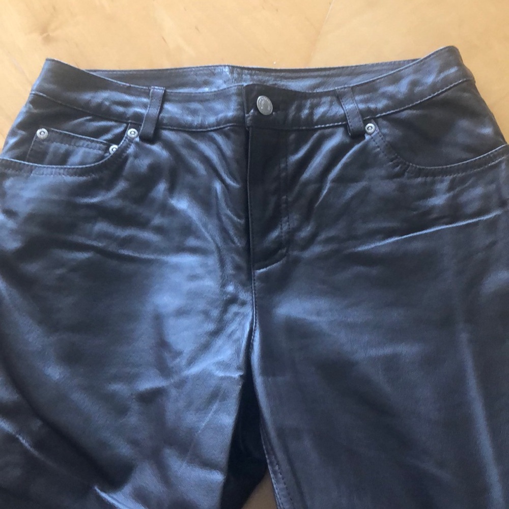 Genuine leather pants. Dark brown, size 10, lined.